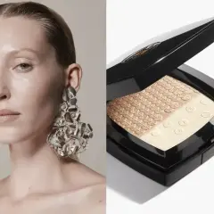 Modelka z ekstrawagancką biżuterią i rozświetlacz Chanel. Dowiedz się, jak nakładać rozświetlacz, by uzyskać efekt subtelnego blasku.