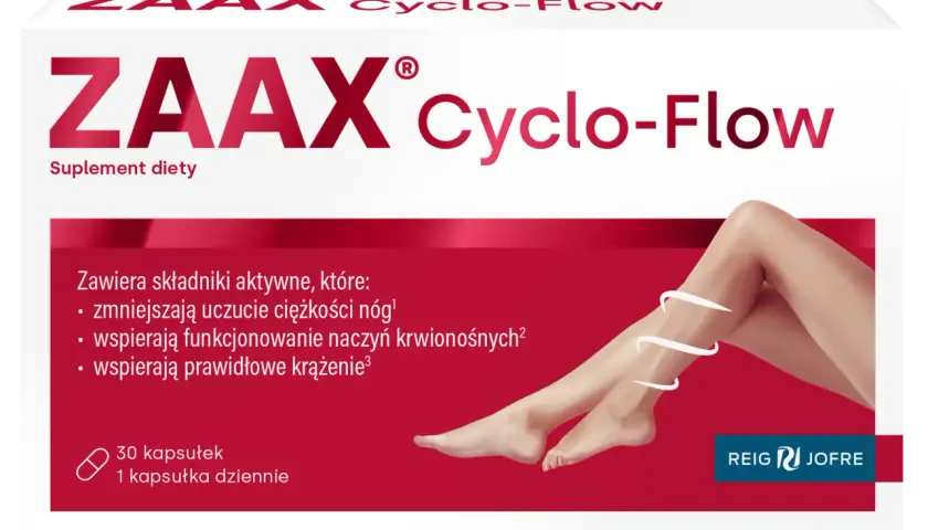 ZAAX Cyclo-Flow – najlepsza maść na obrzęki nóg. Zmniejsza ciężkość, wspiera naczynia i krążenie. 30 kapsułek.